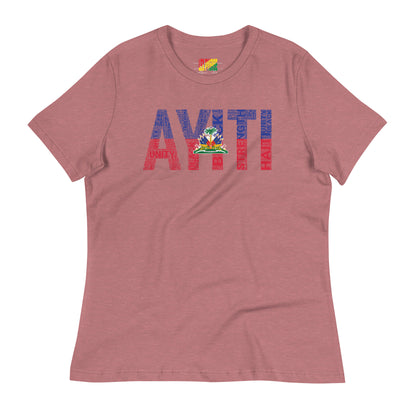 HAITI AYITI National Flag Inspired Word Cluster Women's Relaxed T-Shirt