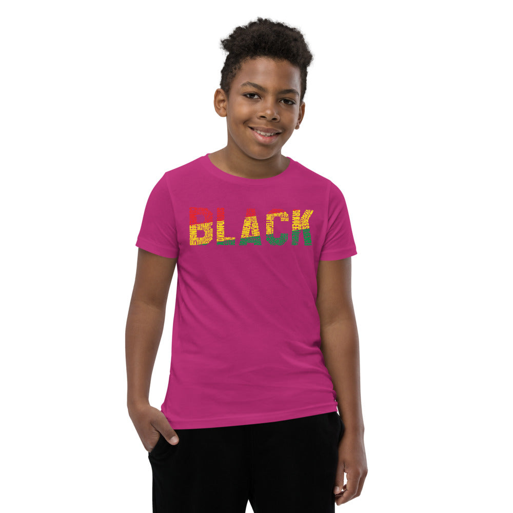 "BLACK" Word Cluster Youth Short Sleeve T-Shirt